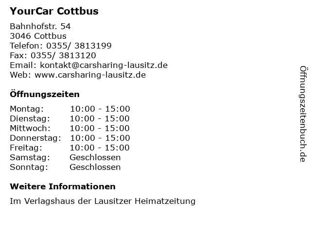 YourCar Cottbus in Cottbus: Adresse und Öffnungszeiten