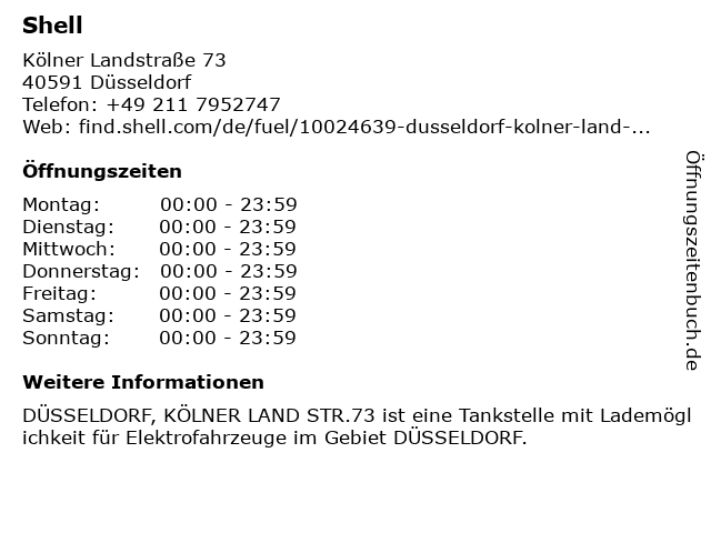 ᐅ Offnungszeiten Shell Station Kolner Landstr 73 In Dusseldorf