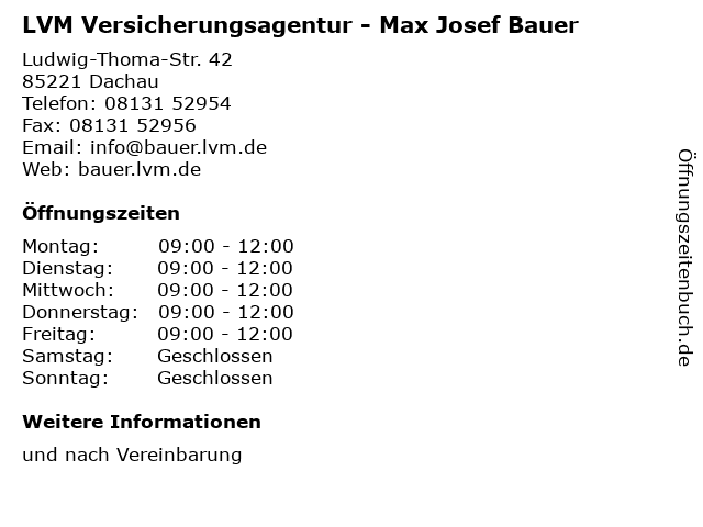 LVM Versicherungsagentur - Max Josef Bauer in Dachau: Adresse und Öffnungszeiten