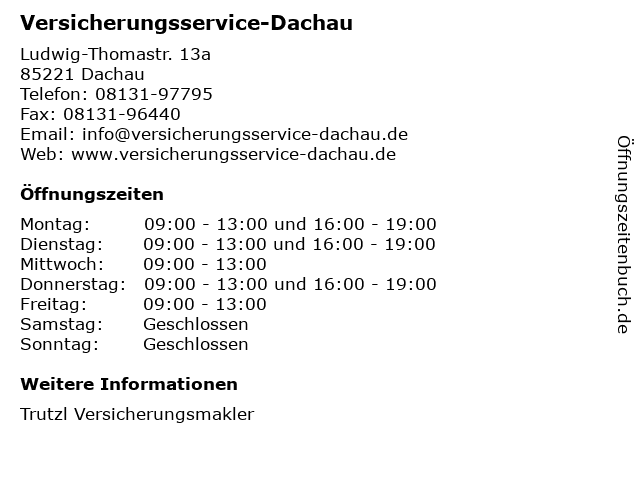 Versicherungsservice-Dachau in Dachau: Adresse und Öffnungszeiten