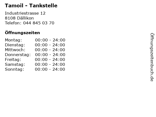 Tamoil - Tankstelle in Dällikon: Adresse und Öffnungszeiten