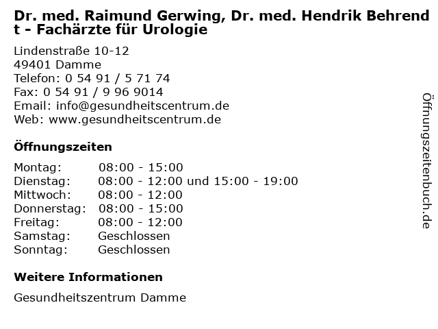 ᐅ Dr. med. Raimund Gerwing, Dr. med. Hendrik Behrendt - Fachärzte für ...
