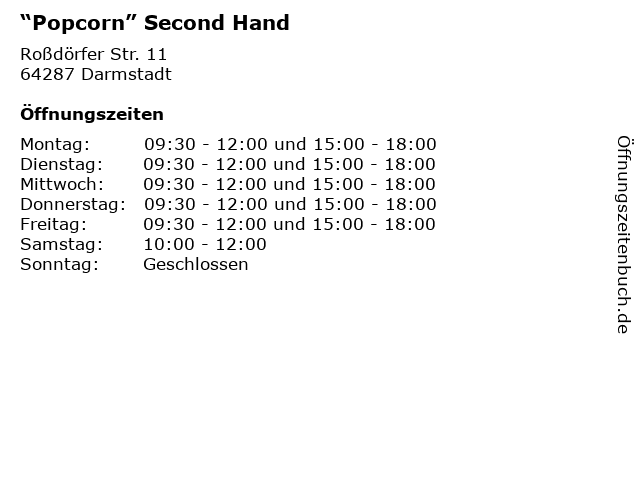 “Popcorn” Second Hand in Darmstadt: Adresse und Öffnungszeiten
