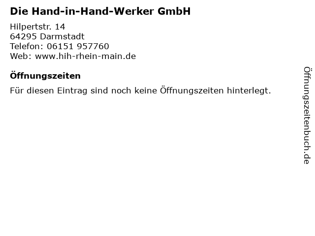 Die Hand-in-Hand-Werker GmbH in Darmstadt: Adresse und Öffnungszeiten