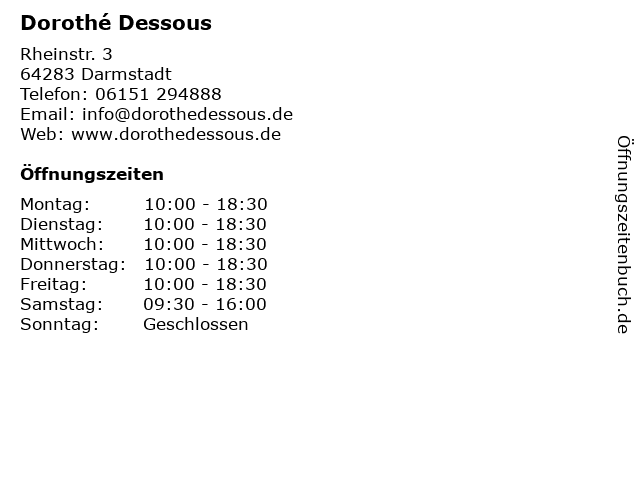 Dorothé Dessous in Darmstadt: Adresse und Öffnungszeiten