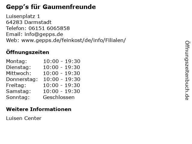 Gepp’s für Gaumenfreunde in Darmstadt: Adresse und Öffnungszeiten