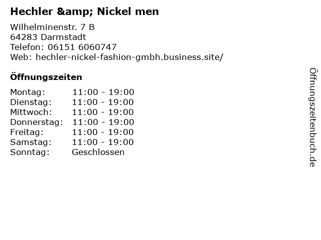 Hechler & Nickel men in Darmstadt: Adresse und Öffnungszeiten