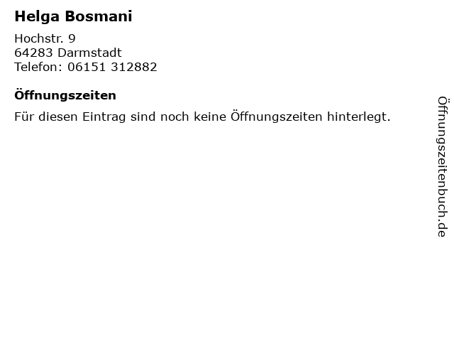 Helga Bosmani in Darmstadt: Adresse und Öffnungszeiten