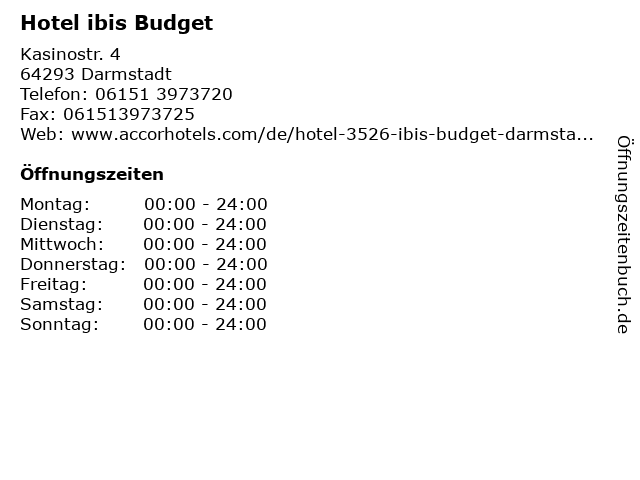 Hotel ibis Budget in Darmstadt: Adresse und Öffnungszeiten