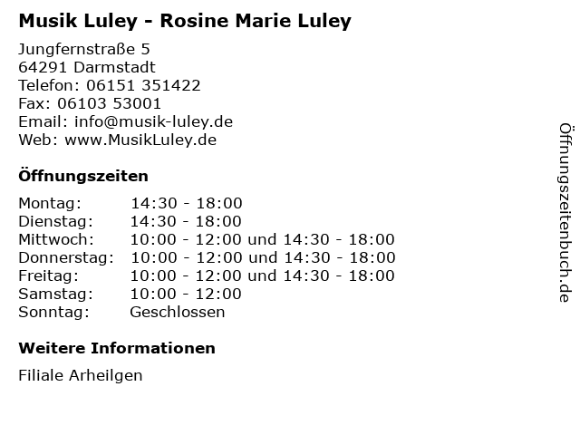 Musik Luley - Rosine Marie Luley in Darmstadt: Adresse und Öffnungszeiten