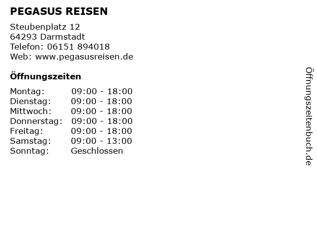 PEGASUS REISEN in Darmstadt: Adresse und Öffnungszeiten