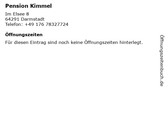 Pension Kimmel in Darmstadt: Adresse und Öffnungszeiten