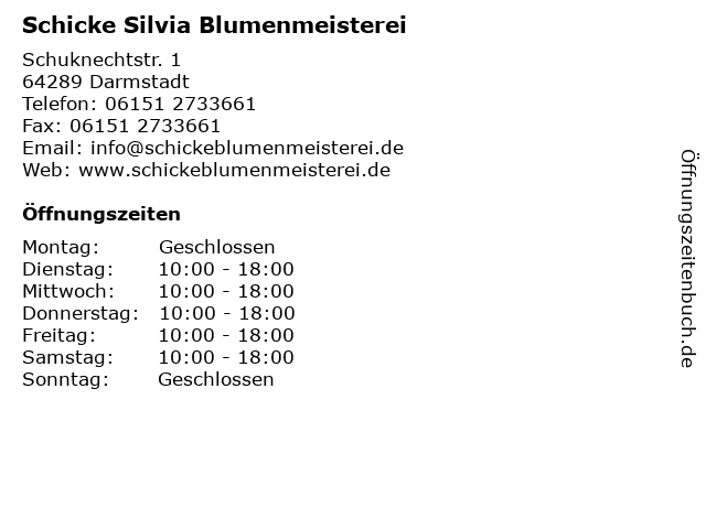 Schicke Silvia Blumenmeisterei in Darmstadt: Adresse und Öffnungszeiten