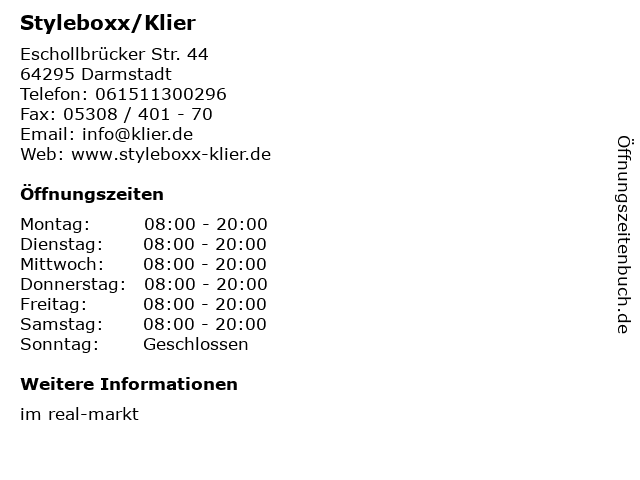 Styleboxx/Klier in Darmstadt: Adresse und Öffnungszeiten