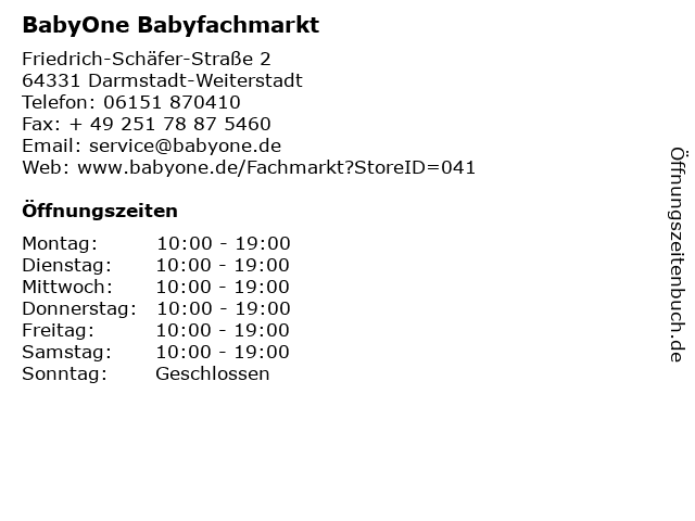BabyOne Babyfachmarkt in Darmstadt-Weiterstadt: Adresse und Öffnungszeiten