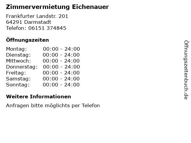Zimmervermietung Eichenauer in Darmstadt: Adresse und Öffnungszeiten