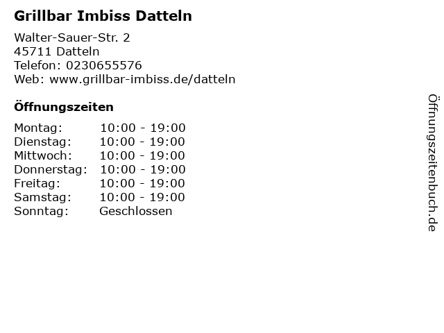 Grillbar Imbiss Datteln in Datteln: Adresse und Öffnungszeiten