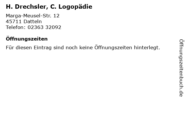 H. Drechsler, C. Logopädie in Datteln: Adresse und Öffnungszeiten