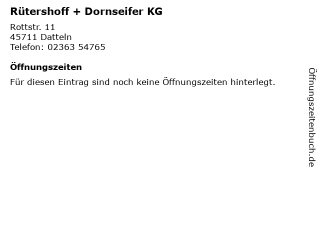 Rütershoff + Dornseifer KG in Datteln: Adresse und Öffnungszeiten