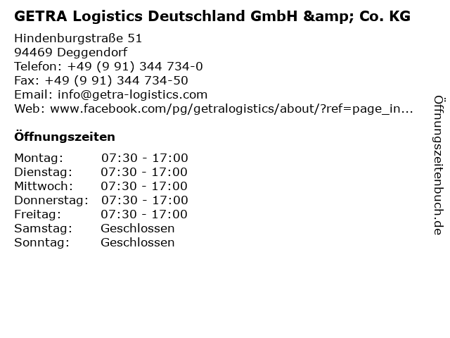 GETRA Logistics Deutschland GmbH & Co. KG in Deggendorf: Adresse und Öffnungszeiten