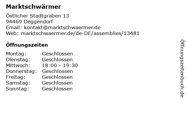 ᐅ Öffnungszeiten „Marktschwärmer“ | Östlicher Stadtgraben 13 in Deggendorf