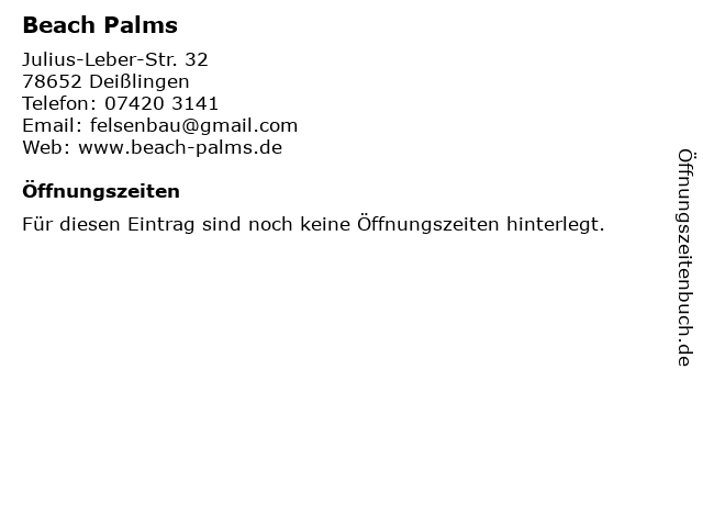 Beach Palms in Deißlingen: Adresse und Öffnungszeiten