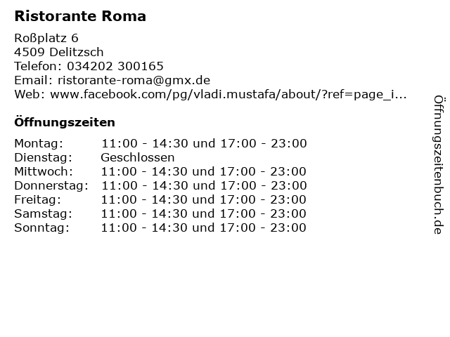 Ristorante Roma in Delitzsch: Adresse und Öffnungszeiten