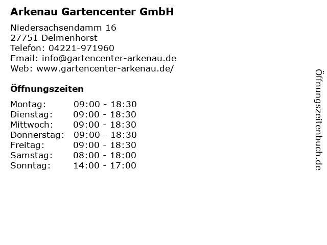 Arkenau Gartencenter GmbH in Delmenhorst: Adresse und Öffnungszeiten