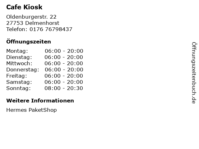Cafe Kiosk in Delmenhorst: Adresse und Öffnungszeiten