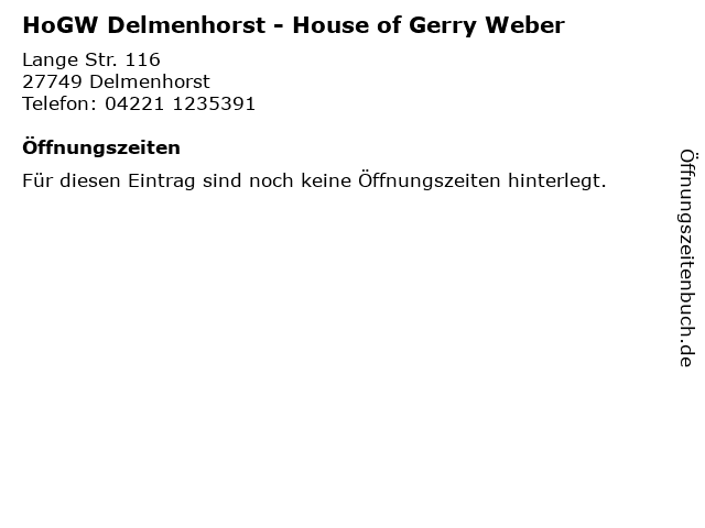 HoGW Delmenhorst - House of Gerry Weber in Delmenhorst: Adresse und Öffnungszeiten