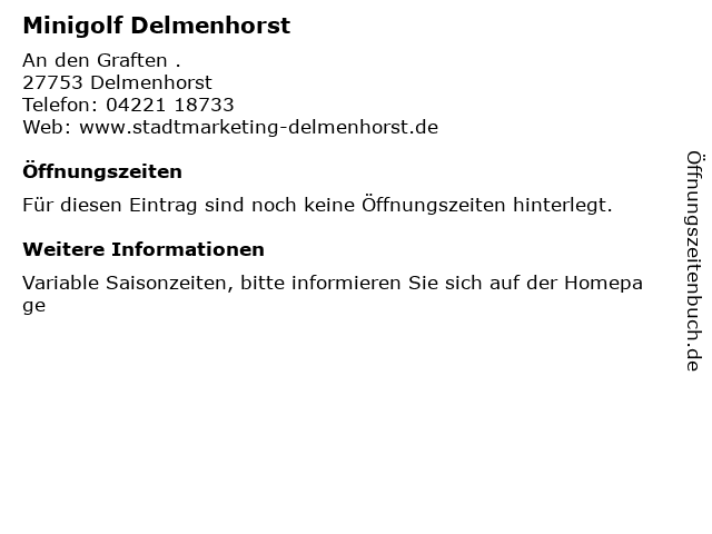 Minigolf Delmenhorst in Delmenhorst: Adresse und Öffnungszeiten