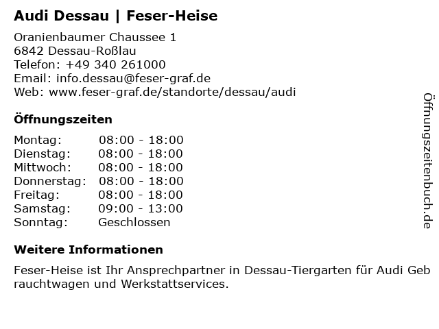 Autohaus Tiergarten GmbH - Tankstelle in Dessau: Adresse und Öffnungszeiten