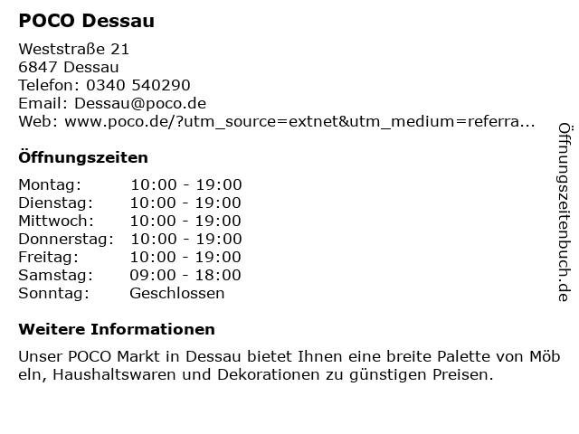 Poco Domäne Dessau öffnungszeiten