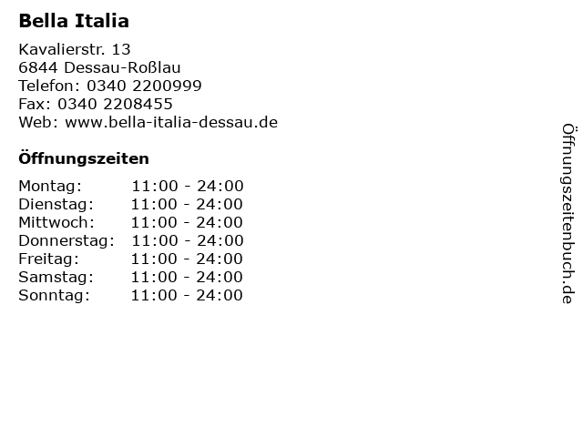 Bella Italia in Dessau-Roßlau: Adresse und Öffnungszeiten