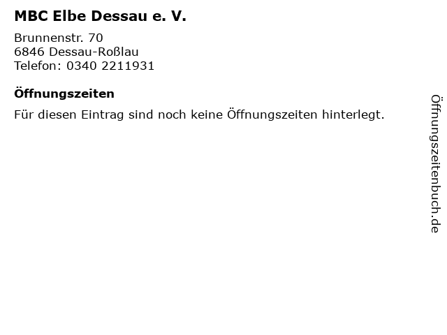 MBC Elbe Dessau e. V. in Dessau-Roßlau: Adresse und Öffnungszeiten