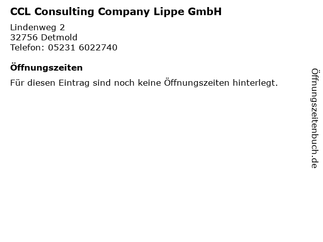 CCL Consulting Company Lippe GmbH in Detmold: Adresse und Öffnungszeiten