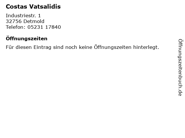 Costas Vatsalidis in Detmold: Adresse und Öffnungszeiten