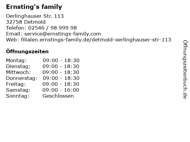 Ernsting's family in Detmold: Adresse und Öffnungszeiten