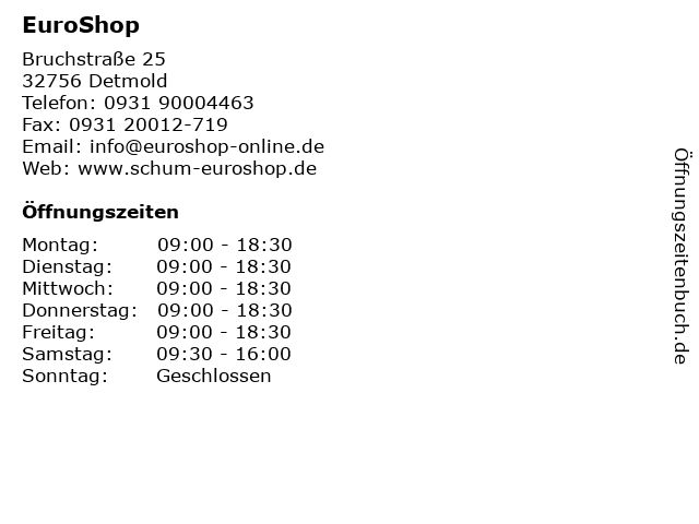 EuroShop in Detmold: Adresse und Öffnungszeiten