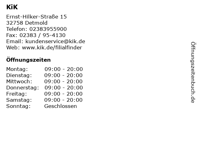KiK in Detmold: Adresse und Öffnungszeiten