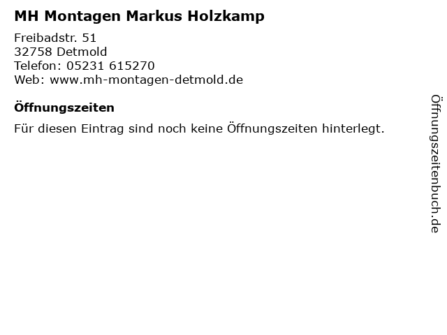 MH Montagen Markus Holzkamp in Detmold: Adresse und Öffnungszeiten
