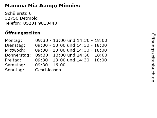 Mamma Mia & Minnies in Detmold: Adresse und Öffnungszeiten