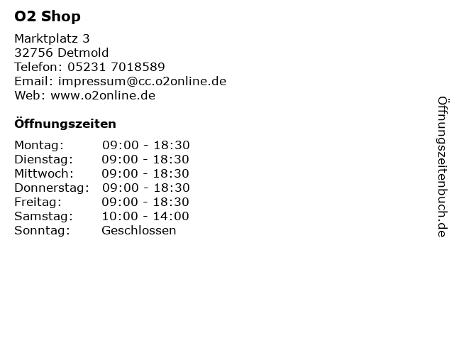 O2 Shop in Detmold: Adresse und Öffnungszeiten