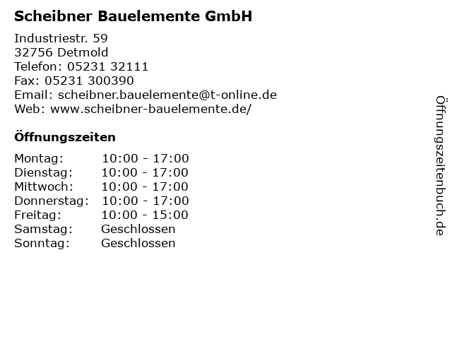 Scheibner Bauelemente GmbH in Detmold: Adresse und Öffnungszeiten