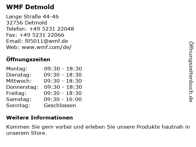WMF Detmold in Detmold: Adresse und Öffnungszeiten