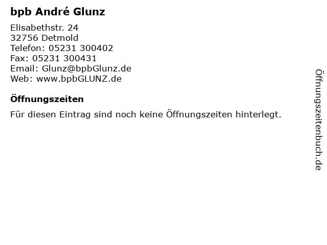 bpb André Glunz in Detmold: Adresse und Öffnungszeiten