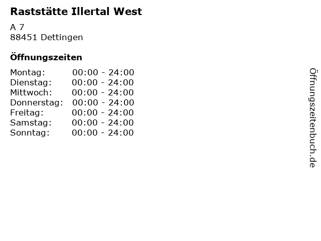 Raststätte Illertal West in Dettingen: Adresse und Öffnungszeiten