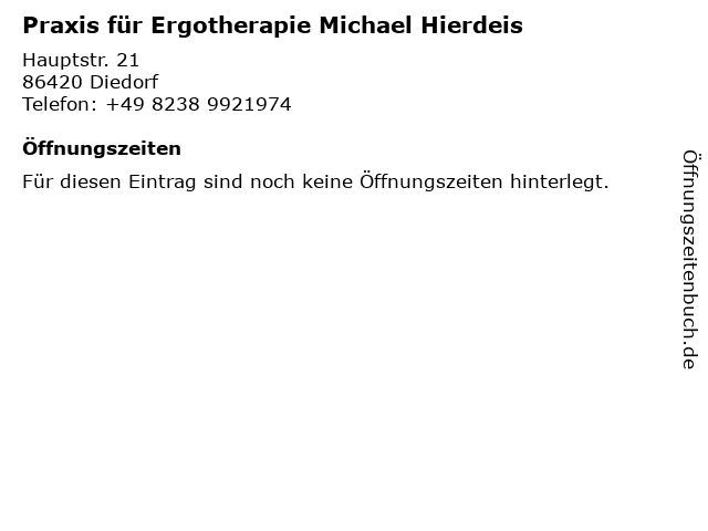 Praxis für Ergotherapie Michael Hierdeis in Diedorf: Adresse und Öffnungszeiten