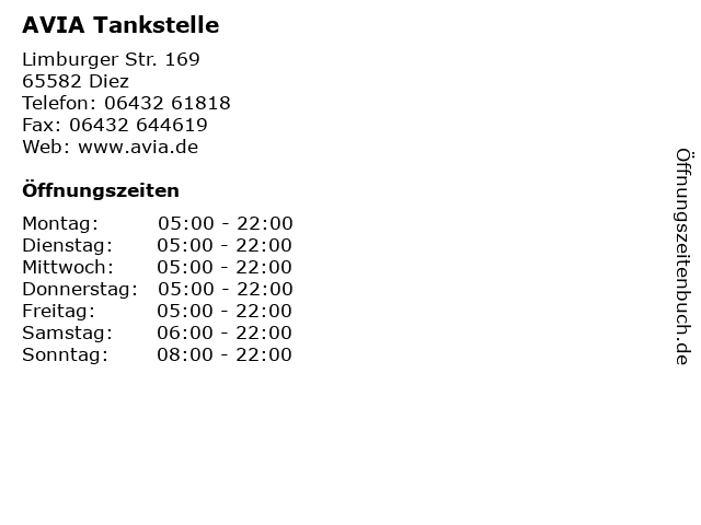 AVIA Tankstelle in Diez: Adresse und Öffnungszeiten