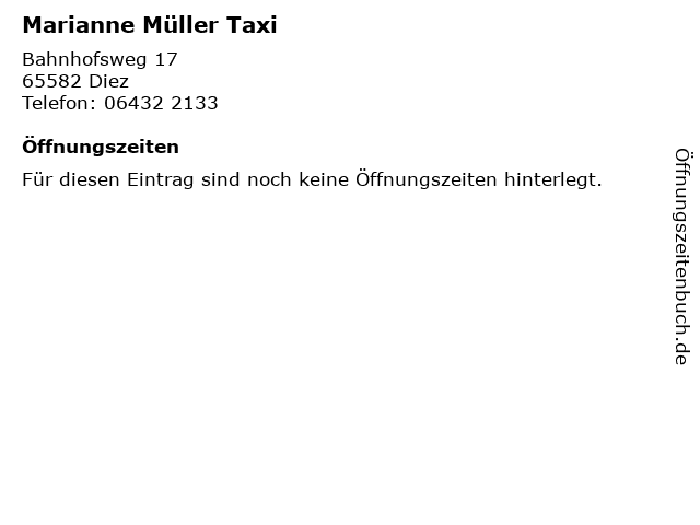 Marianne Müller Taxi in Diez: Adresse und Öffnungszeiten